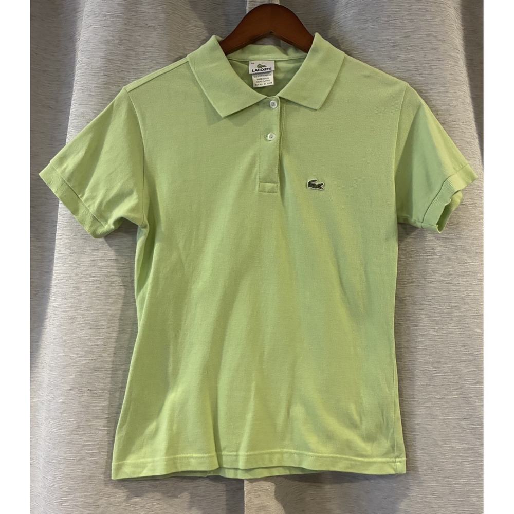 Lacoste Women's Short Sleeve Lime Green Polo Classic Fit Size 40 (M-L)